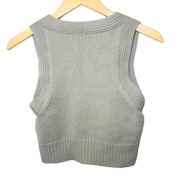 THEORY Button Front Wool Knit Sweater Vest Crop Tank Top Size Medium - Picture 3 of 6